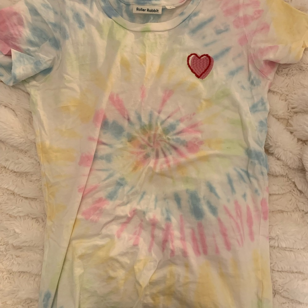 Roller rabbit T shirt Hand dyed Heart Stich